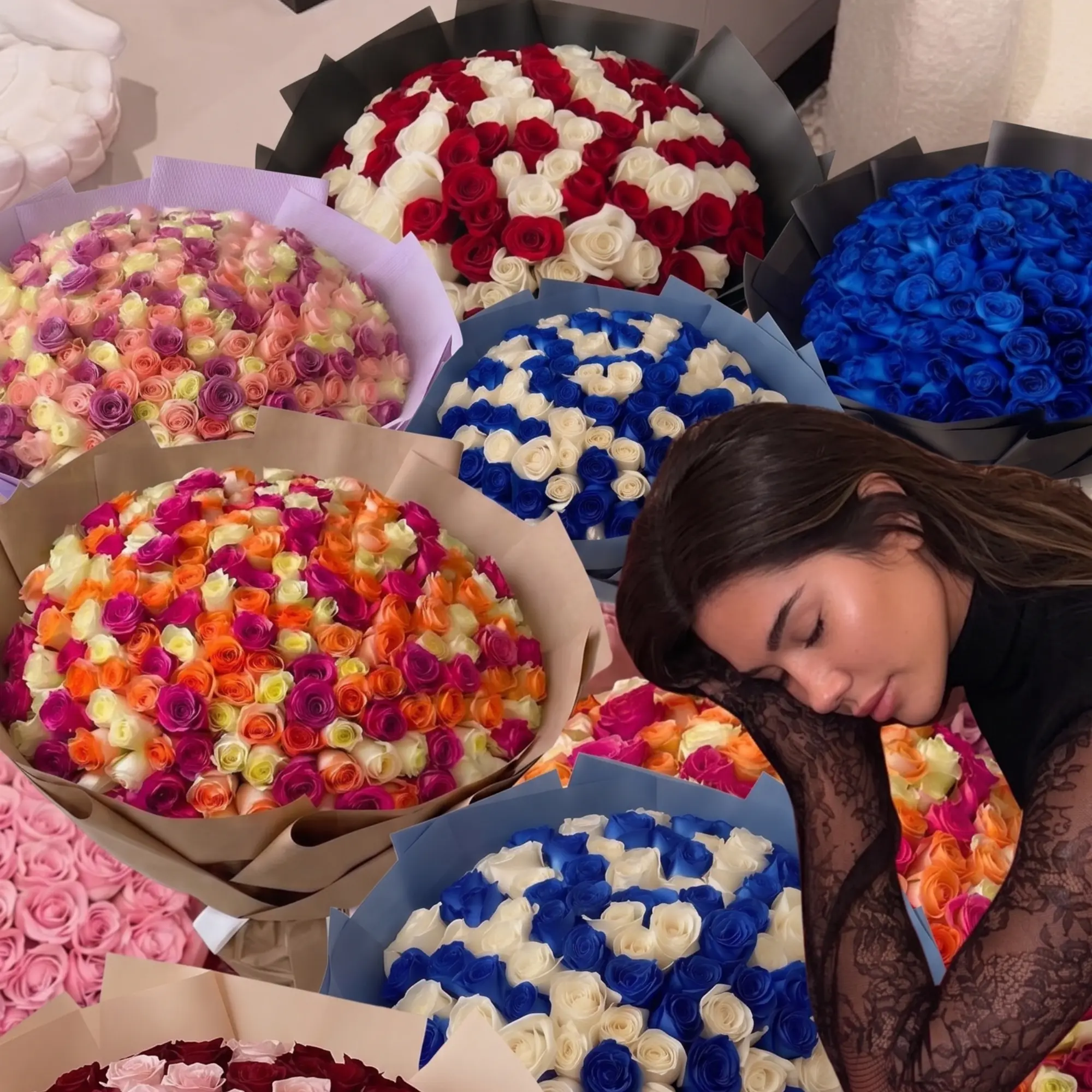 Variety of wrapping papers and colors for custom bouquets